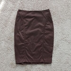Satin Brown Pencil Skirt